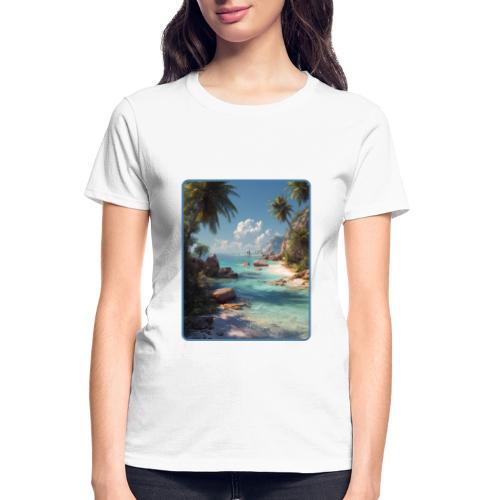 Tropical Island Paradise Ocean Design - Gildan Ultra Cotton Ladies T-Shirt