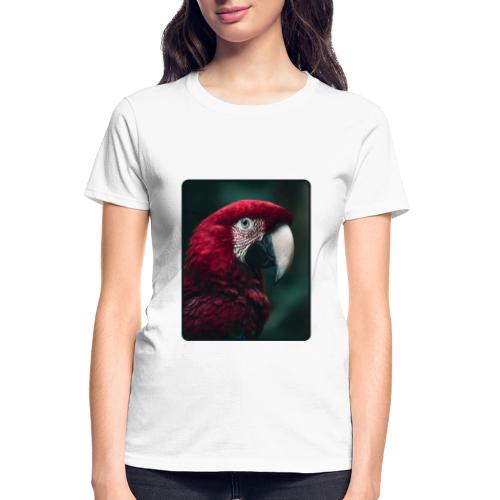 Red Green Macaw Bird Portrait Design - Gildan Ultra Cotton Ladies T-Shirt