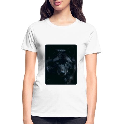 Black Wolf Intense Eyes Portrait Design - Gildan Ultra Cotton Ladies T-Shirt
