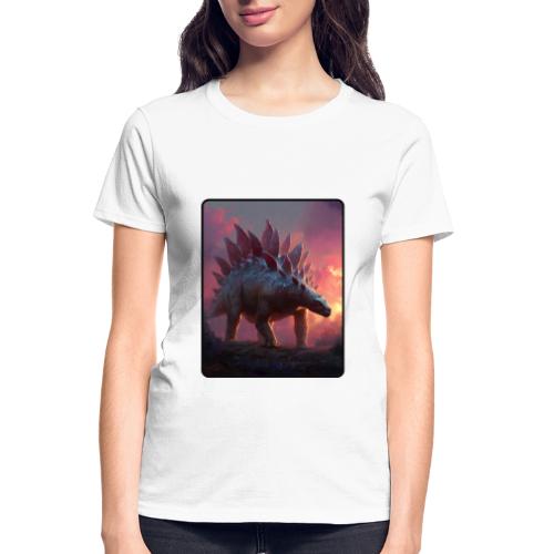 Stegosaurus Sunset Forest Design - Gildan Ultra Cotton Ladies T-Shirt