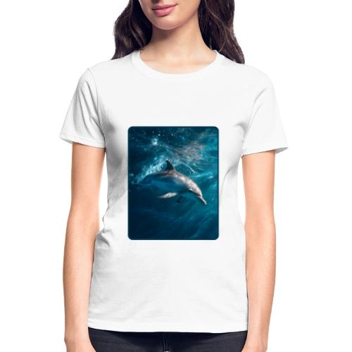 Dolphin Sunlit Ocean Serenity Design - Gildan Ultra Cotton Ladies T-Shirt
