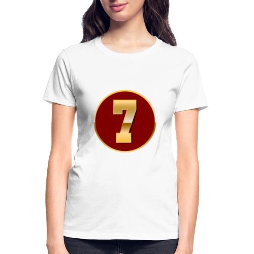 Number 7 in Gold Varsity Font - Gildan Ultra Cotton Ladies T-Shirt