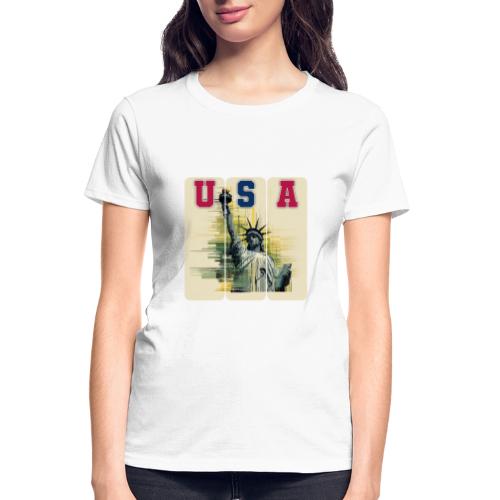 Art illustration of the Statue of Liberty - Gildan Ultra Cotton Ladies T-Shirt
