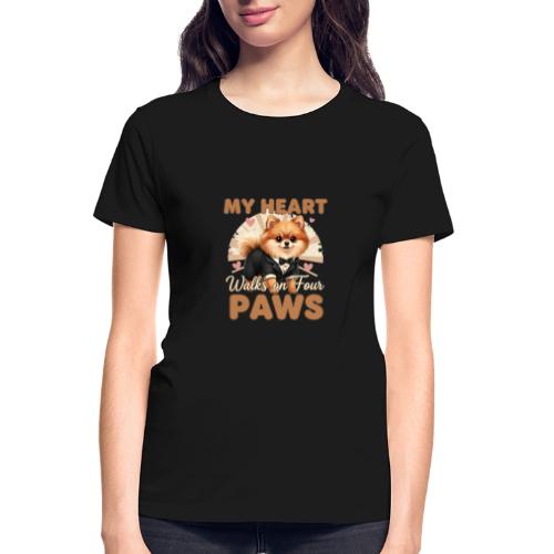 My Heart Walks on Four Paws – Pomeranian tee - Gildan Ultra Cotton Ladies T-Shirt