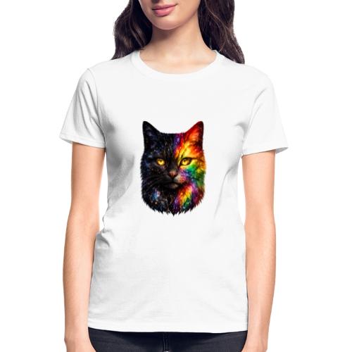 Cosmic Galaxy Rainbow Cat - Gildan Ultra Cotton Ladies T-Shirt