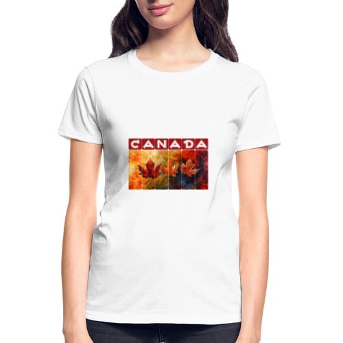 Painted Canada Leaves - Gildan Ultra Cotton Ladies T-Shirt