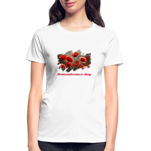 Remembrance Day with poppies - Gildan Ultra Cotton Ladies T-Shirt