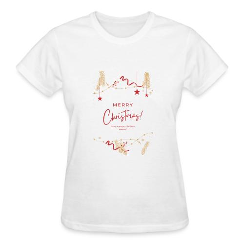 Merry Christmas Typography Design - Gildan Ultra Cotton Ladies T-Shirt