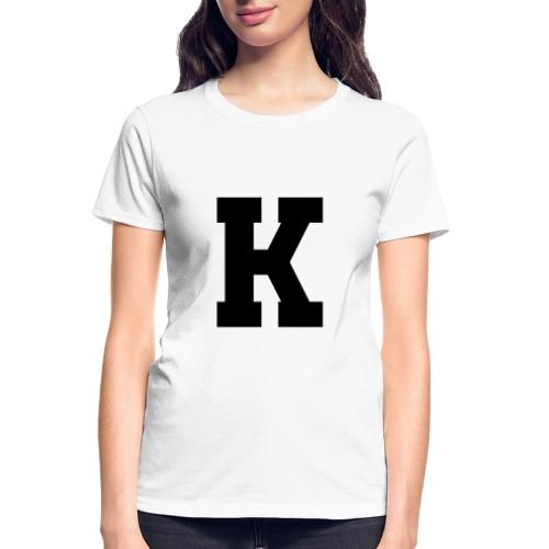 Varsity Letter K Collegiate Font Design - Gildan Ultra Cotton Ladies T-Shirt