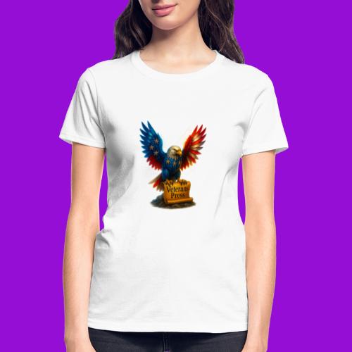 Veterans Press & Bald Eagle Flag 2 Print Set - Gildan Ultra Cotton Ladies T-Shirt