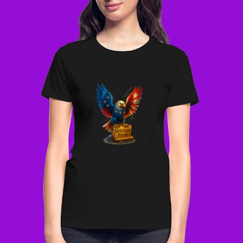 Veterans Press & Bald Eagle Flag 2 Print Set - Gildan Ultra Cotton Ladies T-Shirt