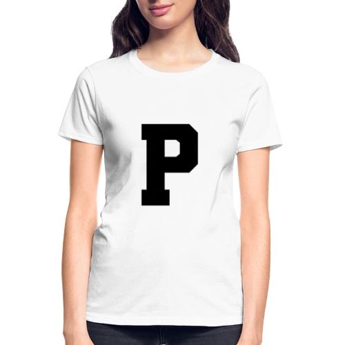 Varsity Letter P Athletic Alphabet Design - Gildan Ultra Cotton Ladies T-Shirt