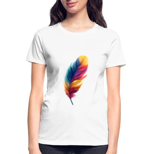 Rainbow Flight Feather - Gildan Ultra Cotton Ladies T-Shirt
