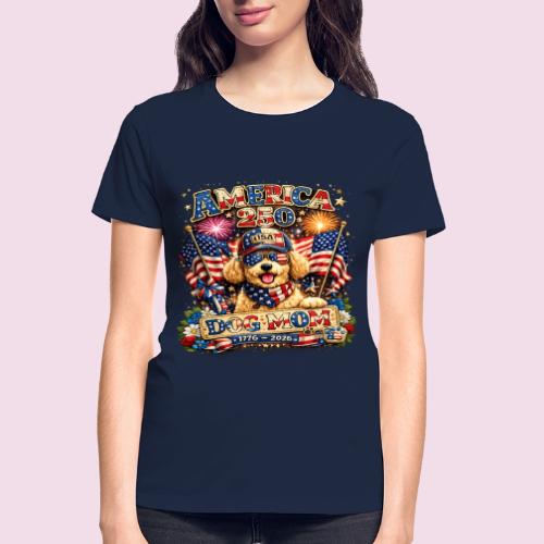 America 250 Dog Mom Patriotic Goldendoodle Shirt - Gildan Ultra Cotton Ladies T-Shirt