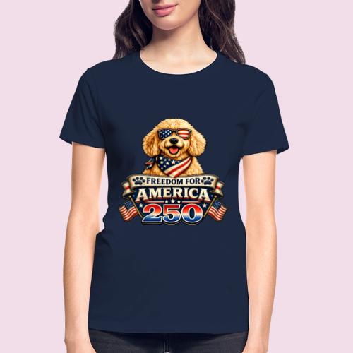 Freedom For America 250 Patriotic Goldendoodle - Gildan Ultra Cotton Ladies T-Shirt