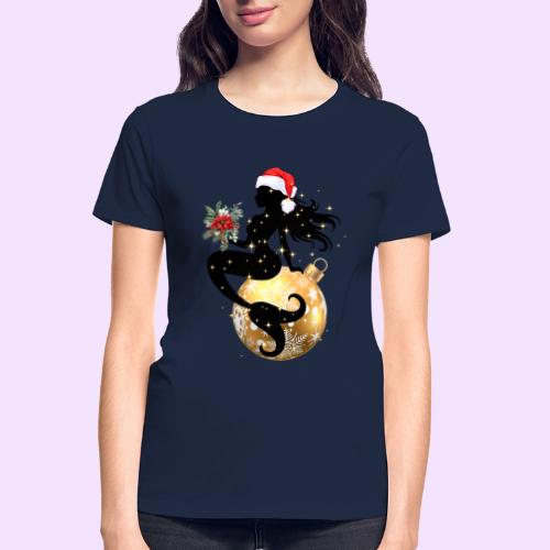 Merry Mermaid - Christmas Edition Design - Gildan Ultra Cotton Ladies T-Shirt