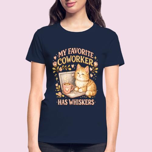 My Favorite Coworker Has Whiskers Faux Stitched - Gildan Ultra Cotton Ladies T-Shirt
