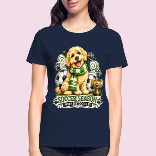 Soccer Season With My Doodle Goldendoodle Dog - Gildan Ultra Cotton Ladies T-Shirt