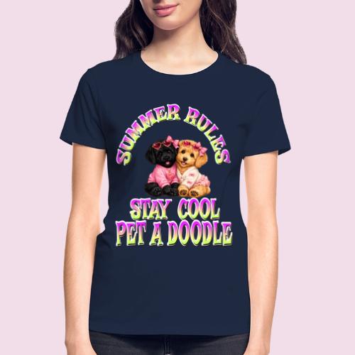 Summer Rules Stay Cool Pet A Doodle Cute Doodle - Gildan Ultra Cotton Ladies T-Shirt