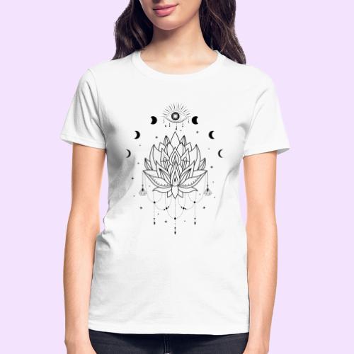 Third Eye Black Lotus Flower - Moon Cycle Design - Gildan Ultra Cotton Ladies T-Shirt