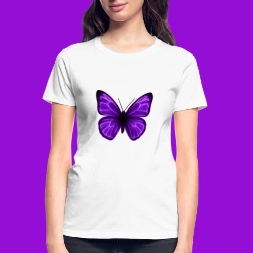 Neon Purple Butterfly - Gildan Ultra Cotton Ladies T-Shirt