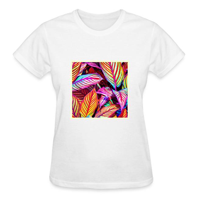 Striped Neon Leaves Design
