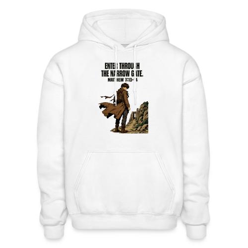 Enter Through the Narrow Gate | Matthew 7:13-14 - Heavyweight Unisex Hoodie by Gildan