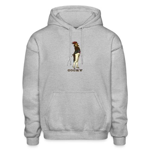 Cocky the Vintage Rooster Chicken - color - Gildan Heavy Blend Adult Hoodie