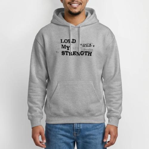 Psalm 28:7 - The Lord is My strength Eng/Hebrew - Gildan Heavy Blend Adult Hoodie