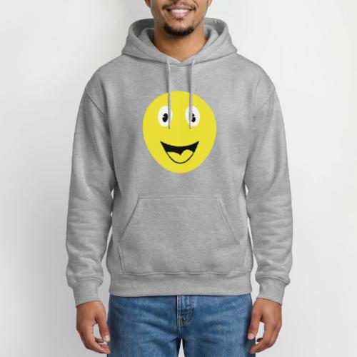 Yellow Happy Face Print - Heavyweight Unisex Hoodie by Gildan