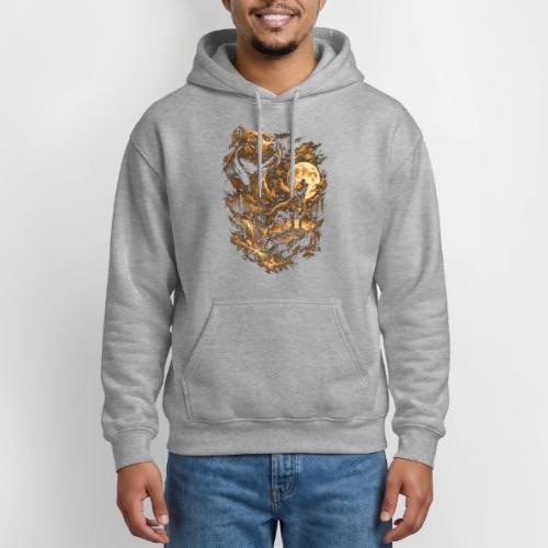 Pit Bull Howling Moon Fantasy Forest Tee - Gildan Heavy Blend Adult Hoodie