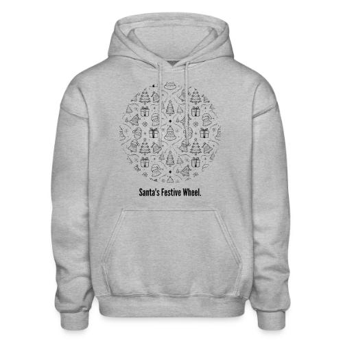 Santa's Festive Wheel T-Shirt - Heavyweight Unisex Hoodie by Gildan