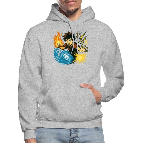 Anime Elemental Warriors | Fire, Water, Lightning - Gildan Heavy Blend Adult Hoodie