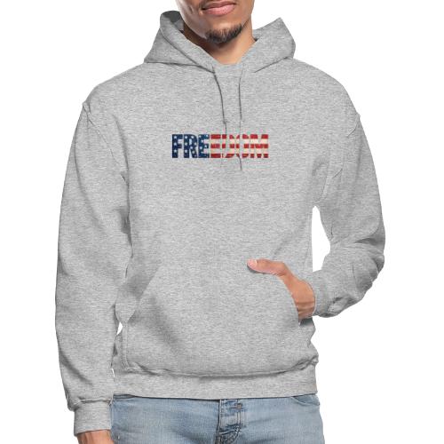 Freedom American Flag Distressed Patriotic Shirt - Gildan Heavy Blend Adult Hoodie