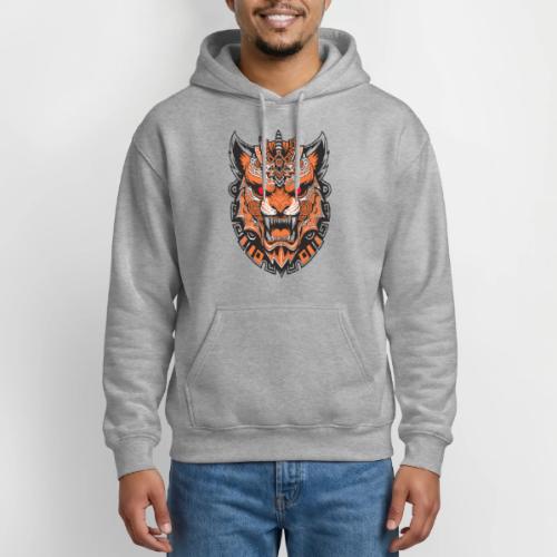 Tribal Demon Wolf Mask - Gildan Heavy Blend Adult Hoodie