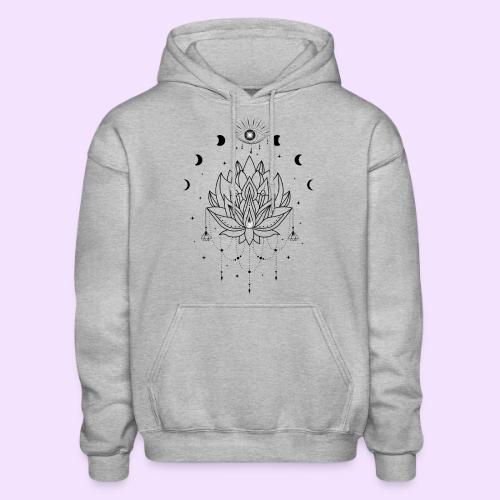 Third Eye Black Lotus Flower - Moon Cycle Design - Gildan Heavy Blend Adult Hoodie