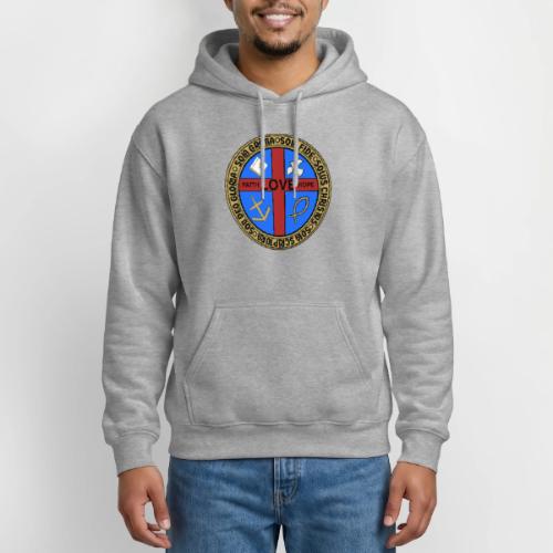 Five Solas Faith Hope Love Shirt–Christian Symbols - Heavyweight Unisex Hoodie by Gildan