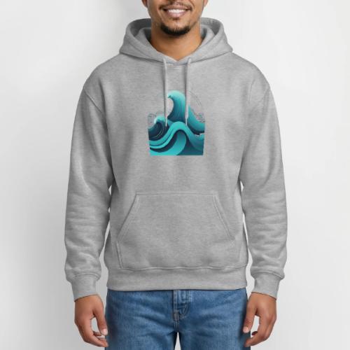 Dynamic Ocean Wave Illustration - Gildan Heavy Blend Adult Hoodie