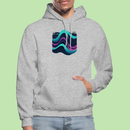 Abstract Wavy Ocean Pattern - Gildan Heavy Blend Adult Hoodie