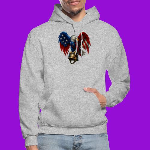 American Flag Bald Eagle - Helmet - Gildan Heavy Blend Adult Hoodie