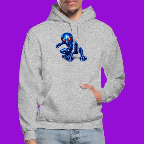 Blue Alien Crouch - Gildan Heavy Blend Adult Hoodie