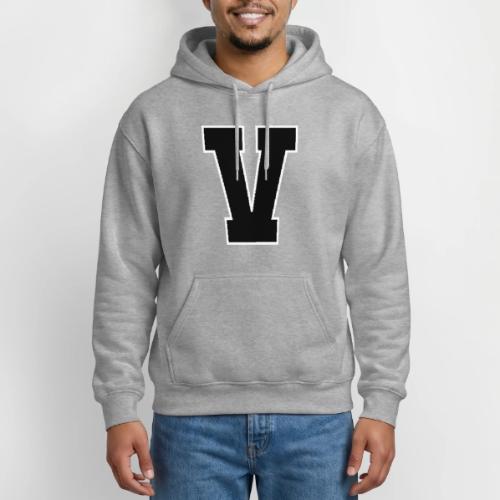 Varsity Letter V Athletic Alphabet Graphic - Gildan Heavy Blend Adult Hoodie