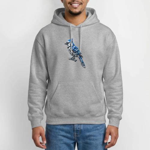 Silver Blue Jay on Perch + Flight Stages 2-print - Gildan Heavy Blend Adult Hoodie