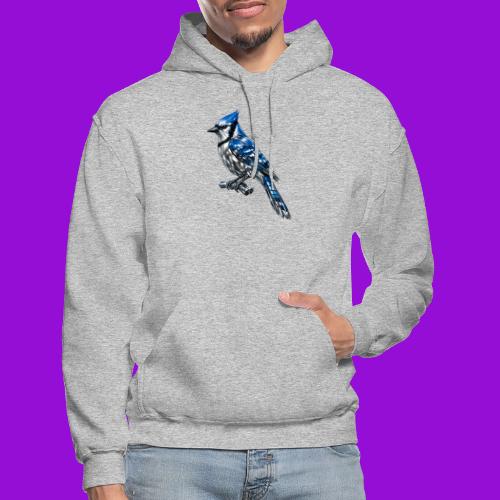 Silver Blue Jay on Perch + Flight Stages 2-print - Gildan Heavy Blend Adult Hoodie