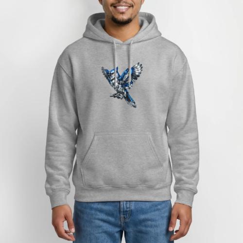 Silver Blue Jay Open Wing Perch - Gildan Heavy Blend Adult Hoodie
