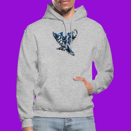 Silver Blue Jay Open Wing Perch - Gildan Heavy Blend Adult Hoodie