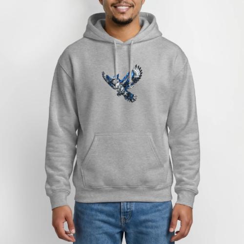 Silver Blue Jay in Flight - Gildan Heavy Blend Adult Hoodie