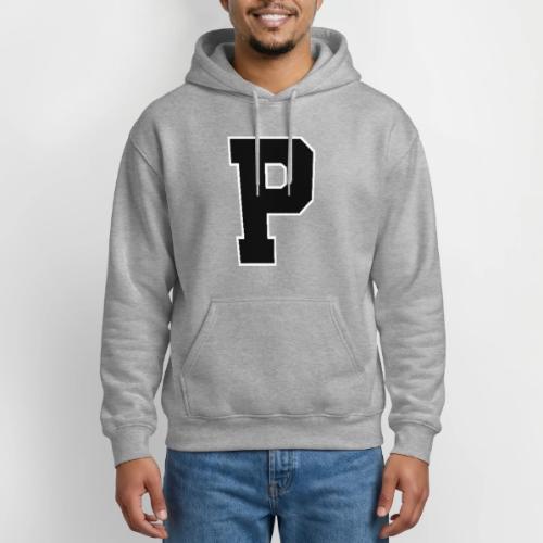 Varsity Letter P Athletic Alphabet Design - Gildan Heavy Blend Adult Hoodie