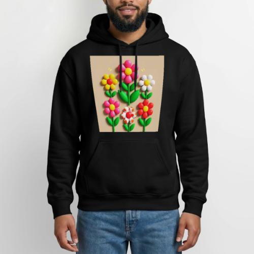3D Flowers and Butterflies in Amber, Floral Design - Gildan Heavy Blend Adult Hoodie