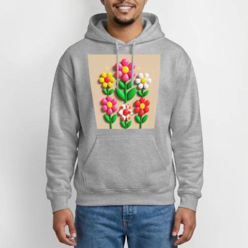 3D Flowers and Butterflies in Amber, Floral Design - Gildan Heavy Blend Adult Hoodie